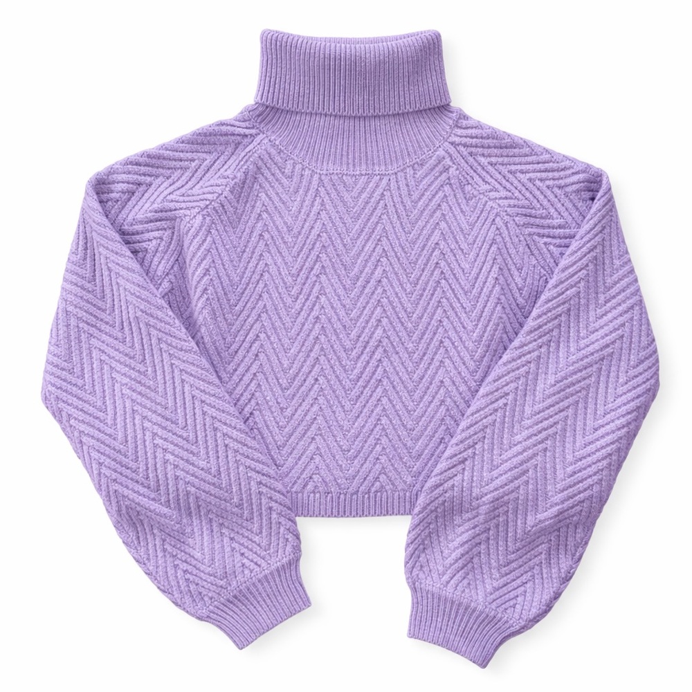 Cropped Purple Turtleneck Sweater
